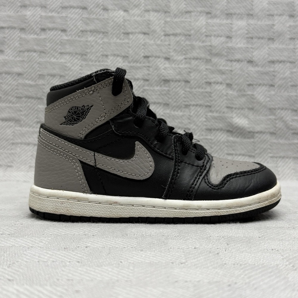 Jordan Air Jordan 1 Shoes Unisex Kids‎ Size 8 Black Leather High Top Sneakers